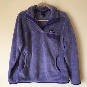 Patagonia Fleece Pullover Sweater Purple Large